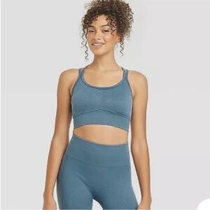 ⭐️🌟 JoyLab Fit Blue Sports Bra with Scoop Neckline and Racerback Design Fitness